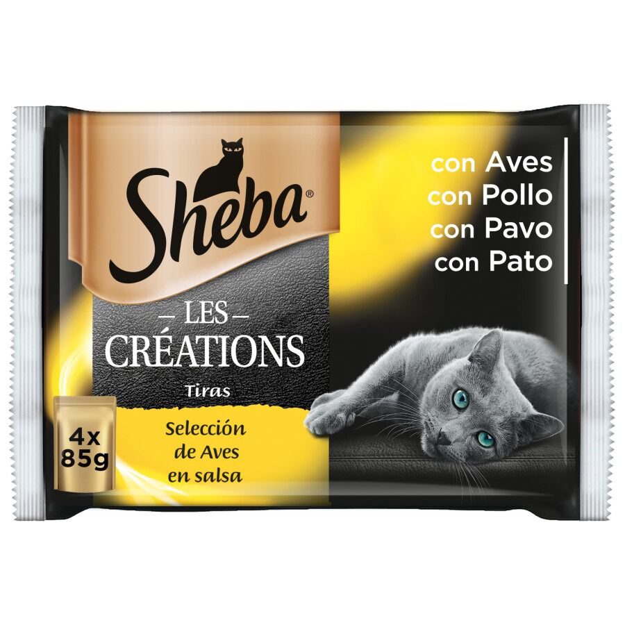4 sobres x 85 g Sheba Les Cr&eacute;ations Pollo Salsa en Bolsita para Gatos - Multipack, , large Imagen numero 1