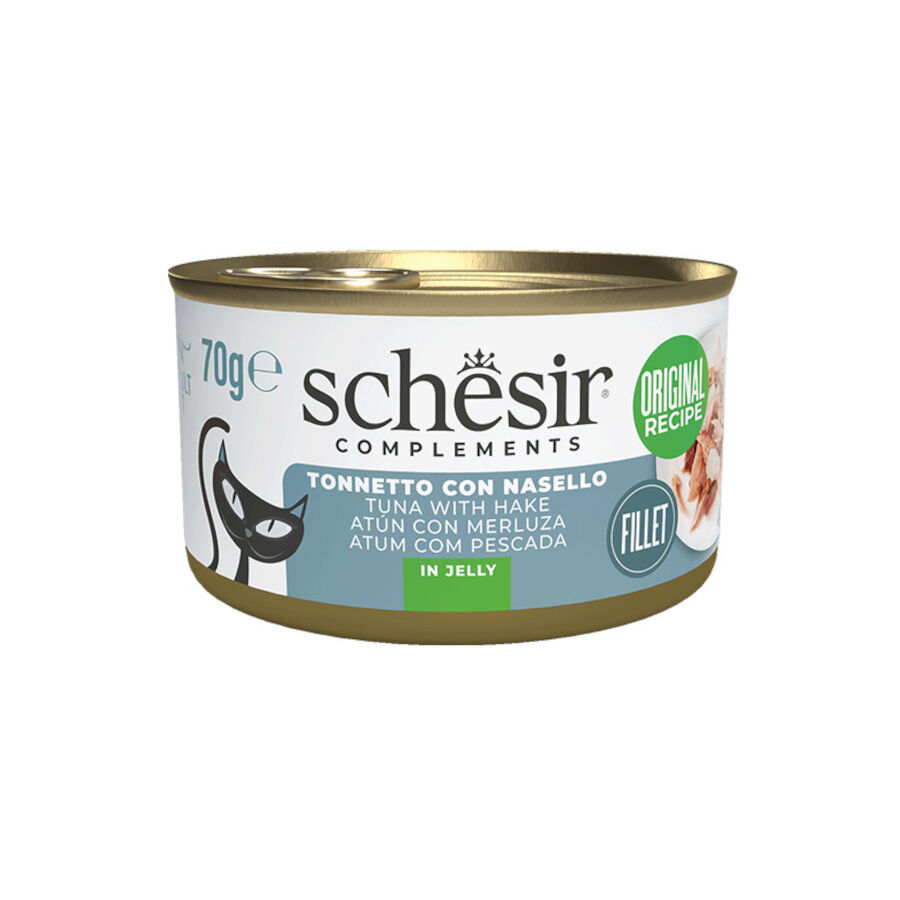 Schesir Atún con Merluza en Gelatina lata para gatos