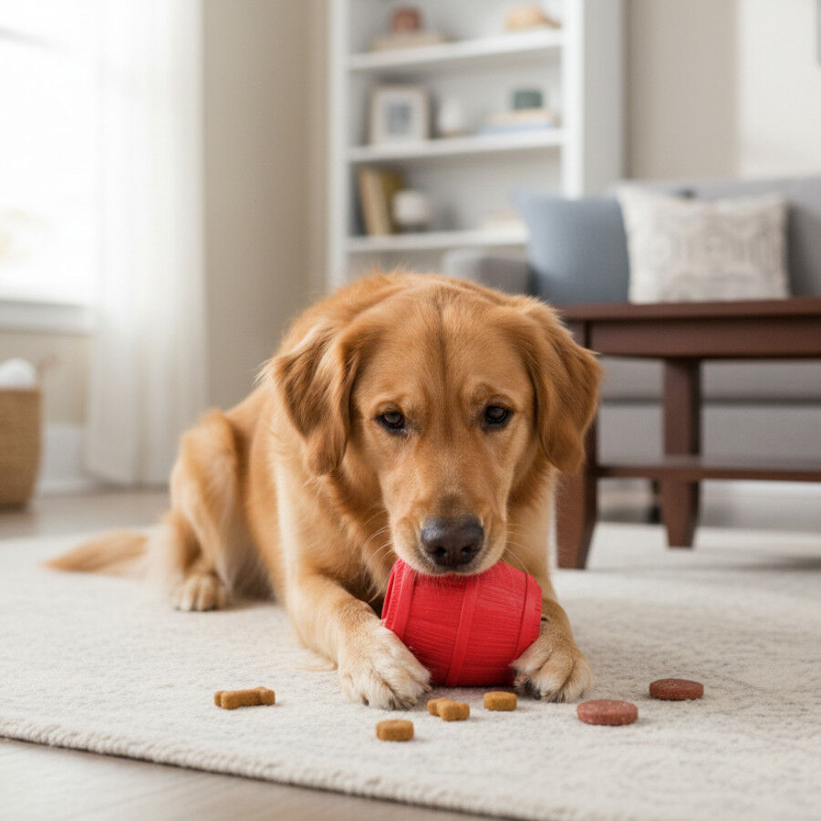 Tootoy! Barril Portagolosinas de Goma Rojo para perros
