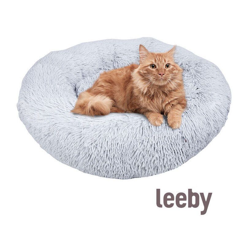 Leeby Cama Redonda Antiestr&eacute;s de Pelo Gris para gatos, , large Imagen numero 2