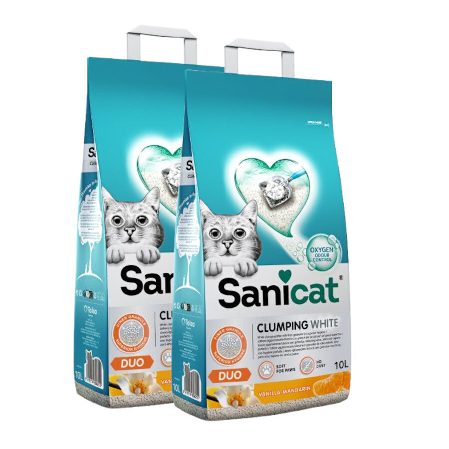 Sanicat Clumping White Duo Arena Aglomerante para gatos