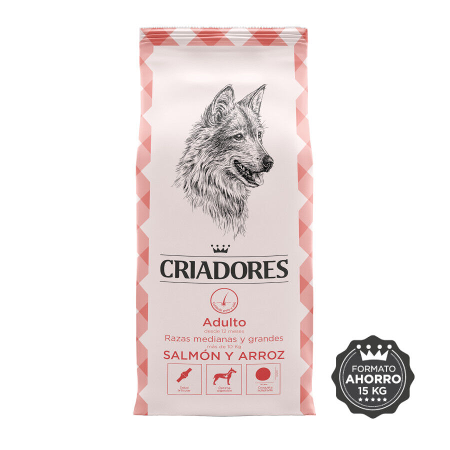 Criadores Adulto Salmón y Arroz pienso para perros de razas medianas y grandes thumbnail