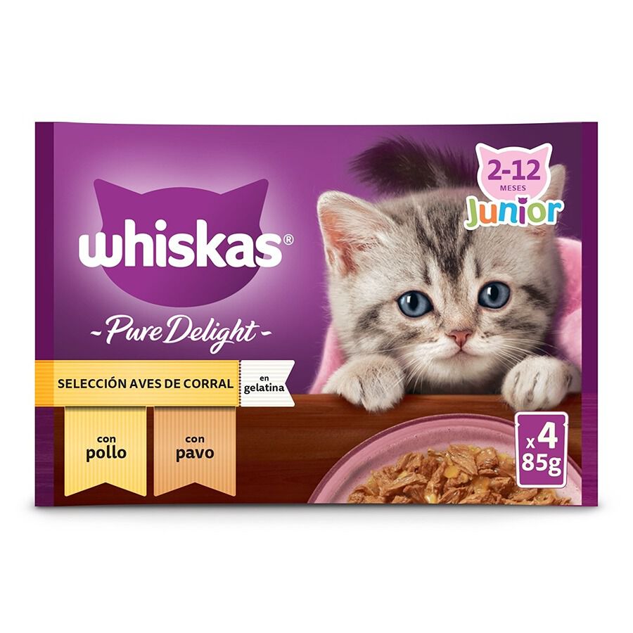 Whiskas Pure Delight Junior Selección Aves Gelatina en Bolsita para gatos thumbnail