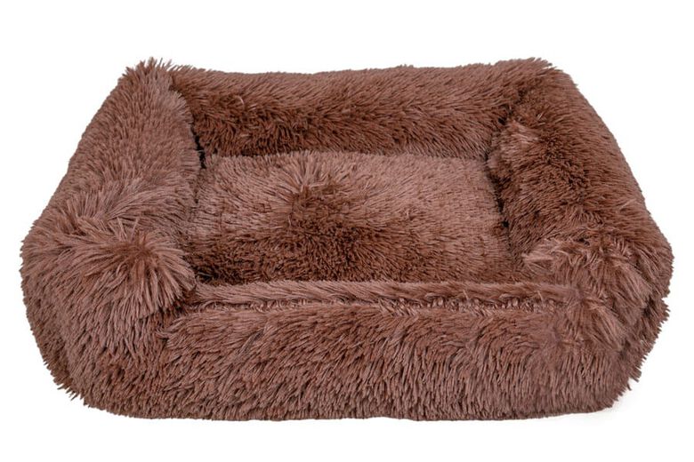 Leeby Cama Suave Antiestrés de Pelo Marrón para perros thumbnail