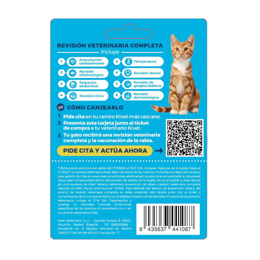 Tarjeta de prevenci&oacute;n de la rabia + revisi&oacute;n veterinaria completa para gato, , large Imagen numero 2