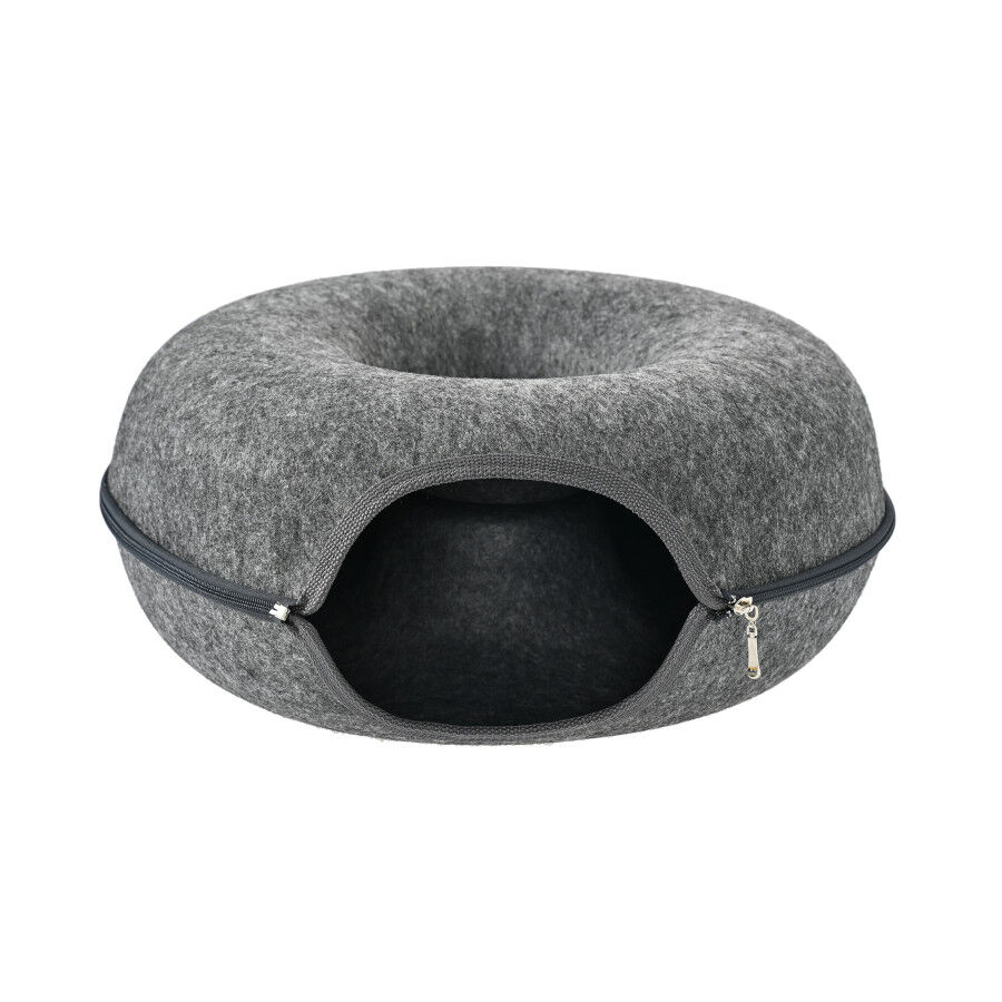 Leeby Cama T&uacute;nel Fieltro Gris para gatos, , large Imagen numero 1