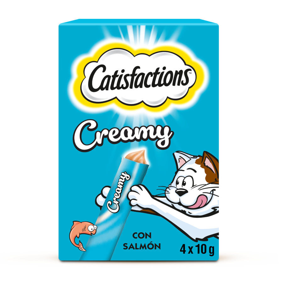 4 sobres x 10 g Catisfactions Creamy Salm&oacute;n Snack cremoso para gatos, , large Imagen numero 1