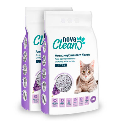 Nova Clean Ultra Lecho Aglomerante Lavanda para gatos - 2x10 L Pack Ahorro