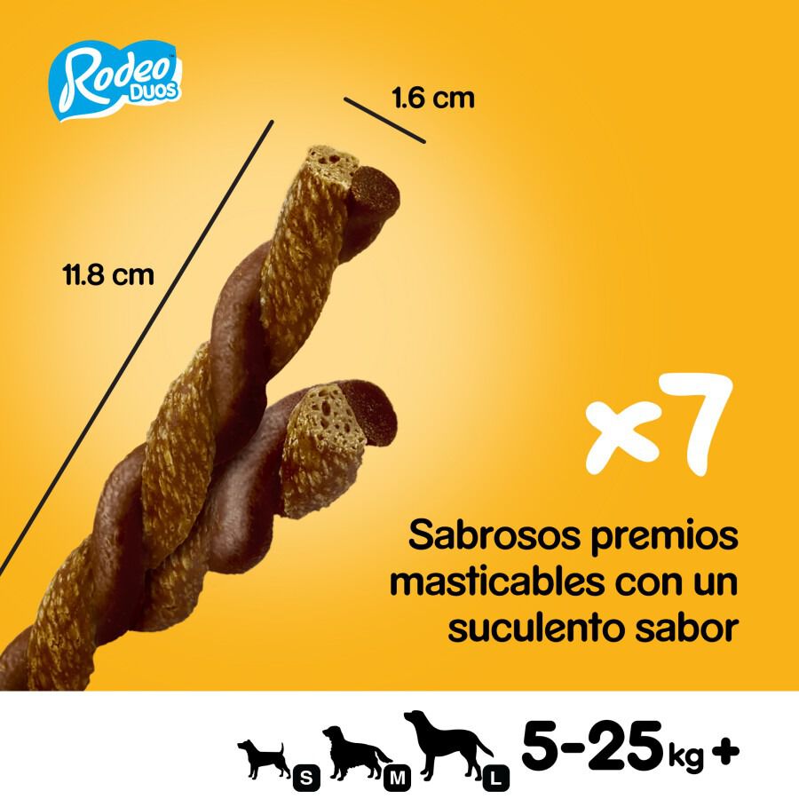7 barritas Pedigree Rodeo Duos Snack Queso y Buey para Perros, , large Imagen numero 2