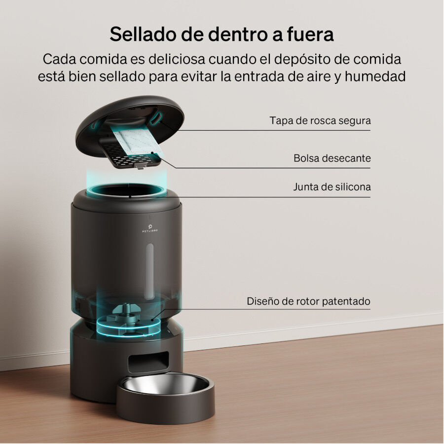 Petlibro Granary Wi-Fi Comedero Autom&aacute;tico Negro para perros y gatos, , large Imagen numero 4