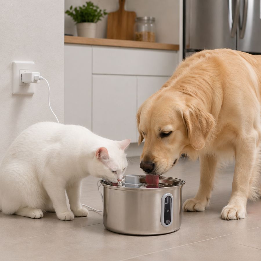 Leeby Fuente de Agua Acero Inoxidable para perros y gatos, , large Imagen numero 1