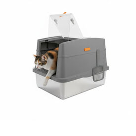 All For Paws Go Fresh Caja Arena Tapa Acero Inoxidable Gris para gatos