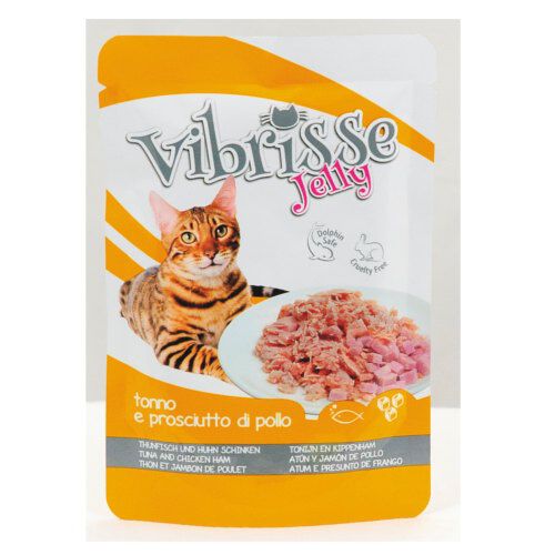 Vibrisse Jelly Atún y Jamón de Pollo en gelatina sobre para gatos