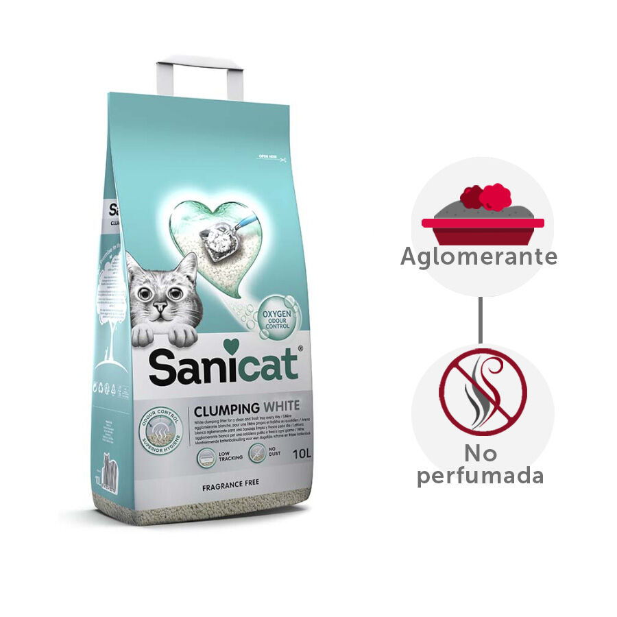 Sanicat Clumping White Arena Blanca Aglomerante sin perfume para gatos thumbnail