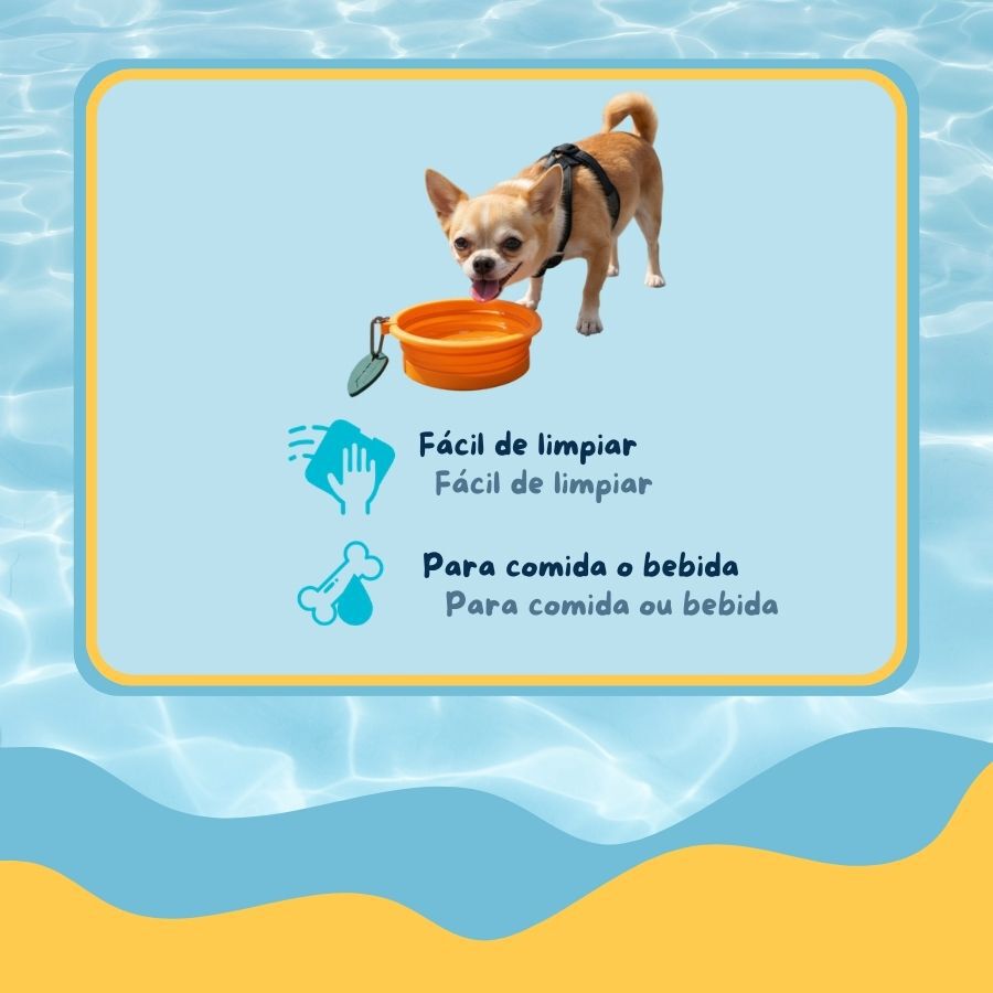 Summer Vibes Comedero Bebedero plegable naranja para perros, , large Imagen numero 3