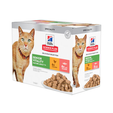 Hill's Science Plan Senior Vitality Pollo y Salmón Sobre en salsa para gatos