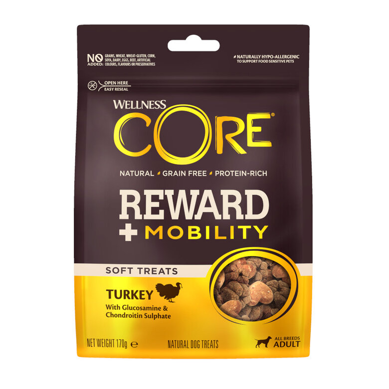 170 g Wellness Core Bocaditos Reward + Mobility Pavo para perros adultos,  Imagen numero 1 170 g Wellness Core Bocaditos Reward + Mobility Pavo para perros adultos, , large Imagen numero 1