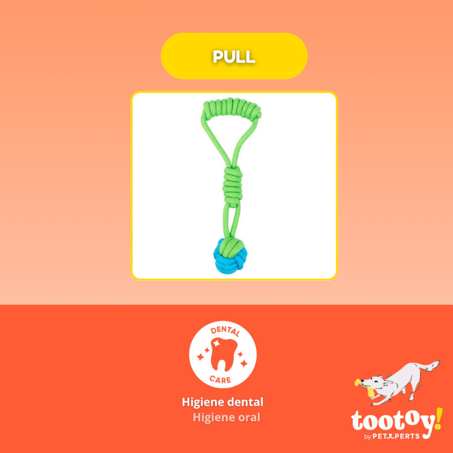 Tootoy! Modedor para Tirar de Cuerda con Pelota Verde y Azul para perros, , large Imagen numero 3