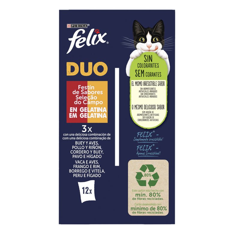 12 sobres x 85 g Felix Fantastic Duo Carne en Gelatina sobre para gatos,  Imagen numero 6 12 sobres x 85 g Felix Fantastic Duo Carne en Gelatina sobre para gatos, , large Imagen numero 6