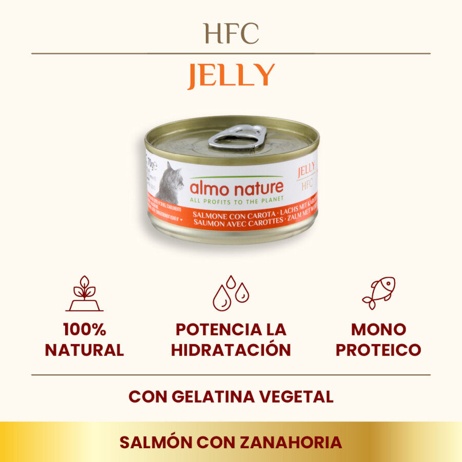 Almo Nature HFC Salmón con Zanahorias en gelatina lata para gatos thumbnail