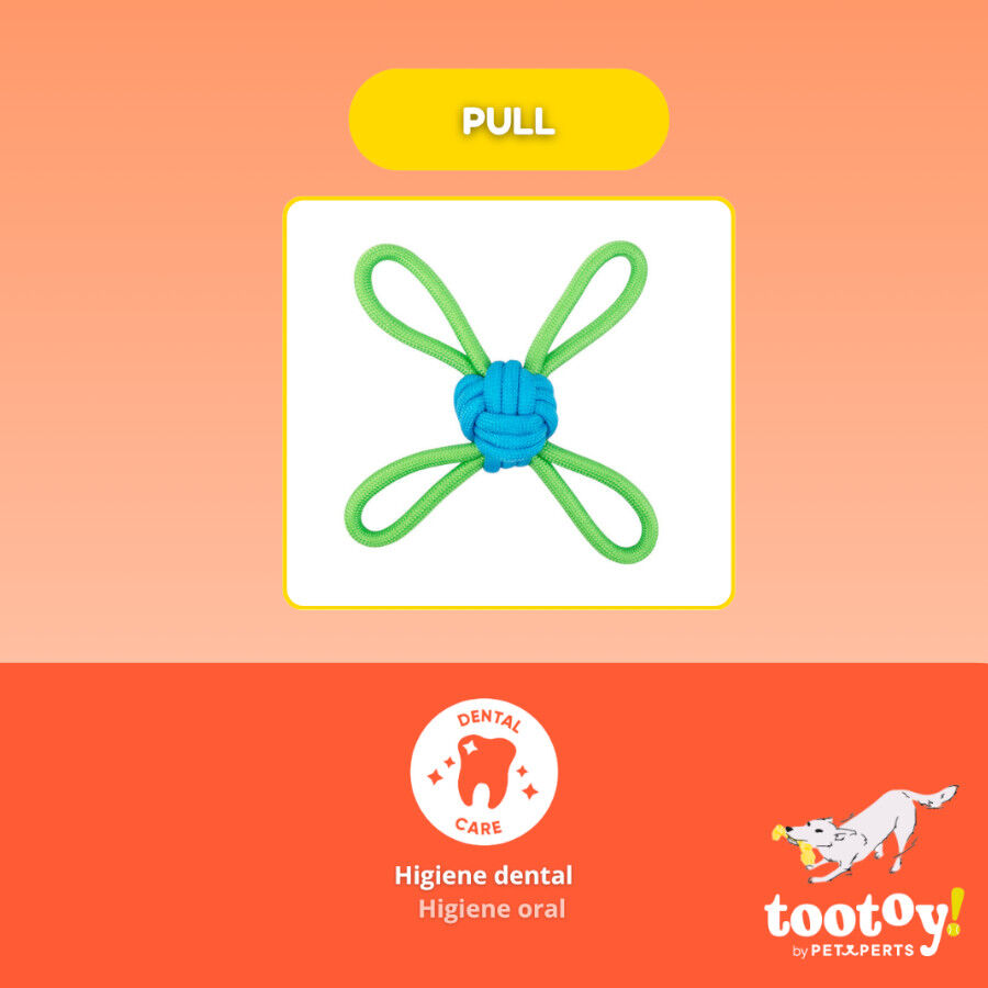 Tootoy! Mordedor de Cuerda M&uacute;ltiple con Pelota Verde y Azul para perros, , large Imagen numero 3