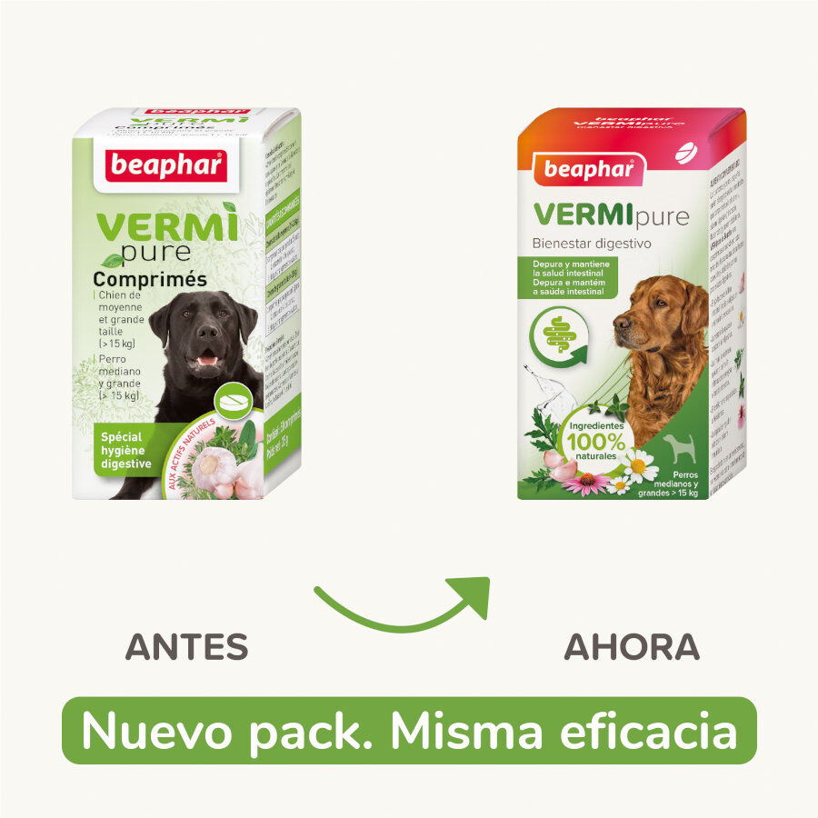Beaphar Vermipure Repelente Interno Natural en comprimidos para perros medianos y grandes thumbnail