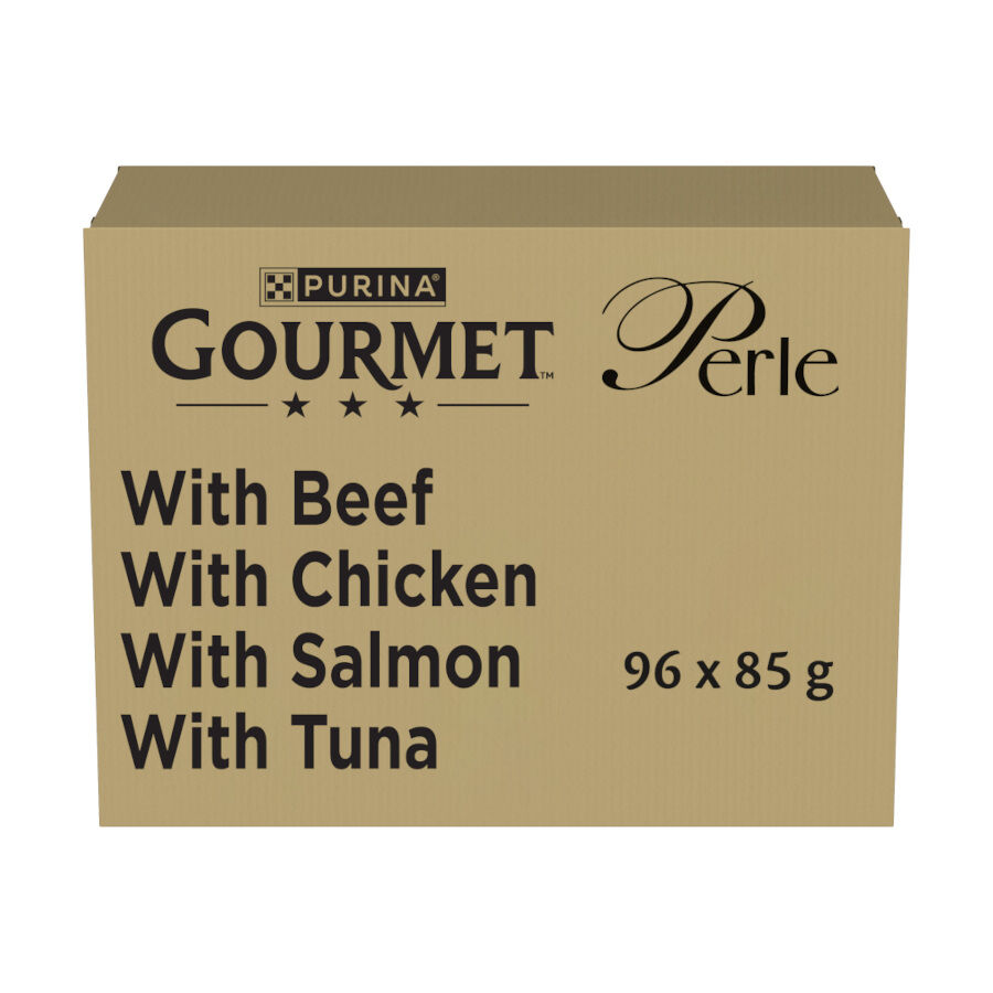 Gourmet Perle Delicias en Salsa Salmón, Pollo, Atún y Buey Sobre para gatos thumbnail