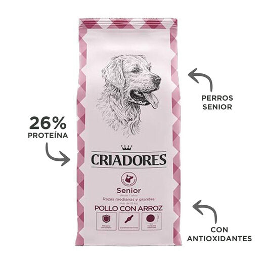 Criadores Senior Pollo y Arroz pienso para perros de razas medianas y grandes, , large image number null
