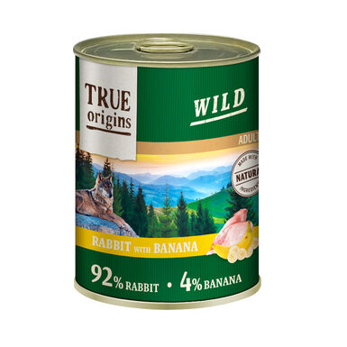 True Origins Wild Adult Conejo y Plátano lata para perros