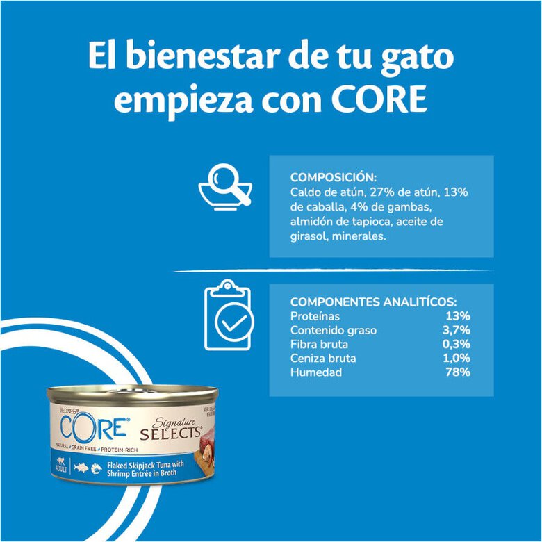 79 g Wellness Core Flaked atún lata para gatos,  Imagen numero 4 79 g Wellness Core Flaked atún lata para gatos, , large Imagen numero 4