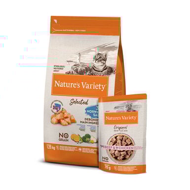 Pack comida Gatos Esterilizados Grain Free Salmón Nature's Variety
