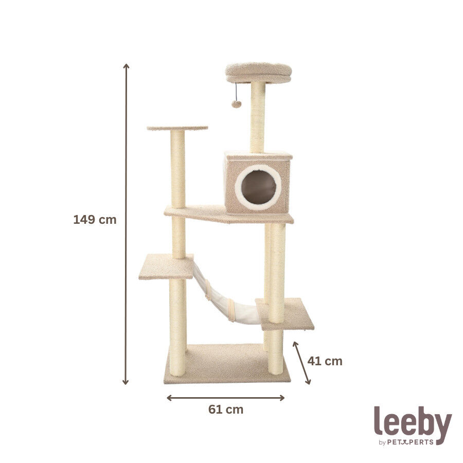 Leeby Boucle Collection &Aacute;rbol rascador con cama nido y puente para gatos, , large Imagen numero 5