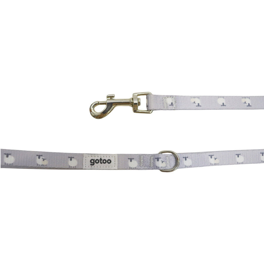 Gotoo Set de correa y collar con estampado ovejitas gris para cachorros, , large Imagen numero 5