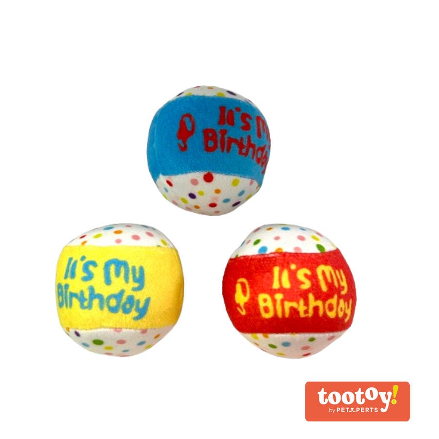 Tootoy! Comfort Happy Birthday Ball Set pelotas de tenis con sonido para perros, , large Imagen numero 2