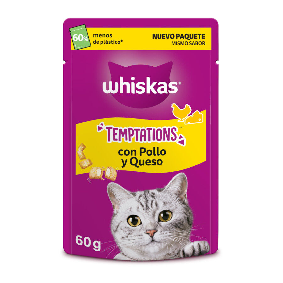 Whiskas Temptations Snacks Pollo y Queso para Gatos thumbnail
