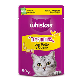 Whiskas Temptations Snacks Pollo y Queso para Gatos