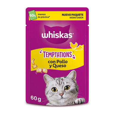 Whiskas Temptations Snacks Pollo y Queso para Gatos