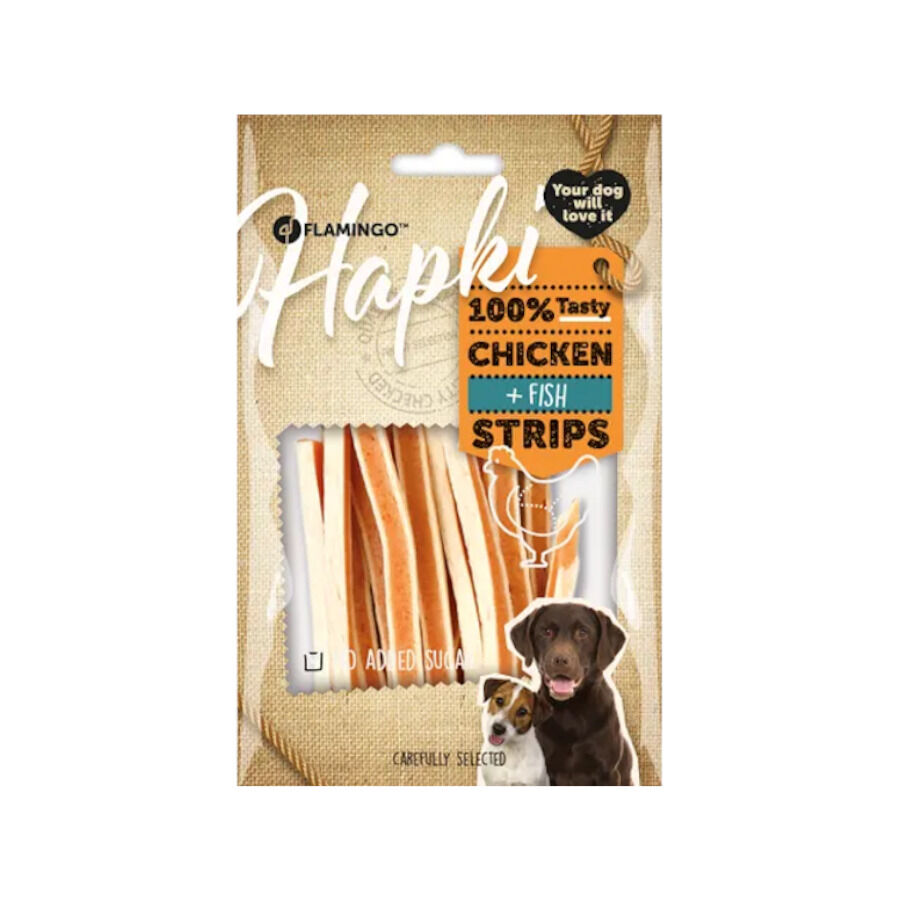 85 g Flamingo Tiras Hapki Pollo y Pez para perros, , large Imagen numero 1