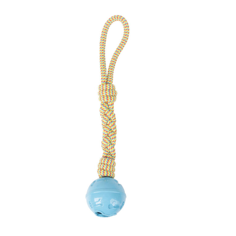 Tootoy! Pull Rope &amp; Treatball Azul pelota con cuerda y portapremios para perros thumbnail