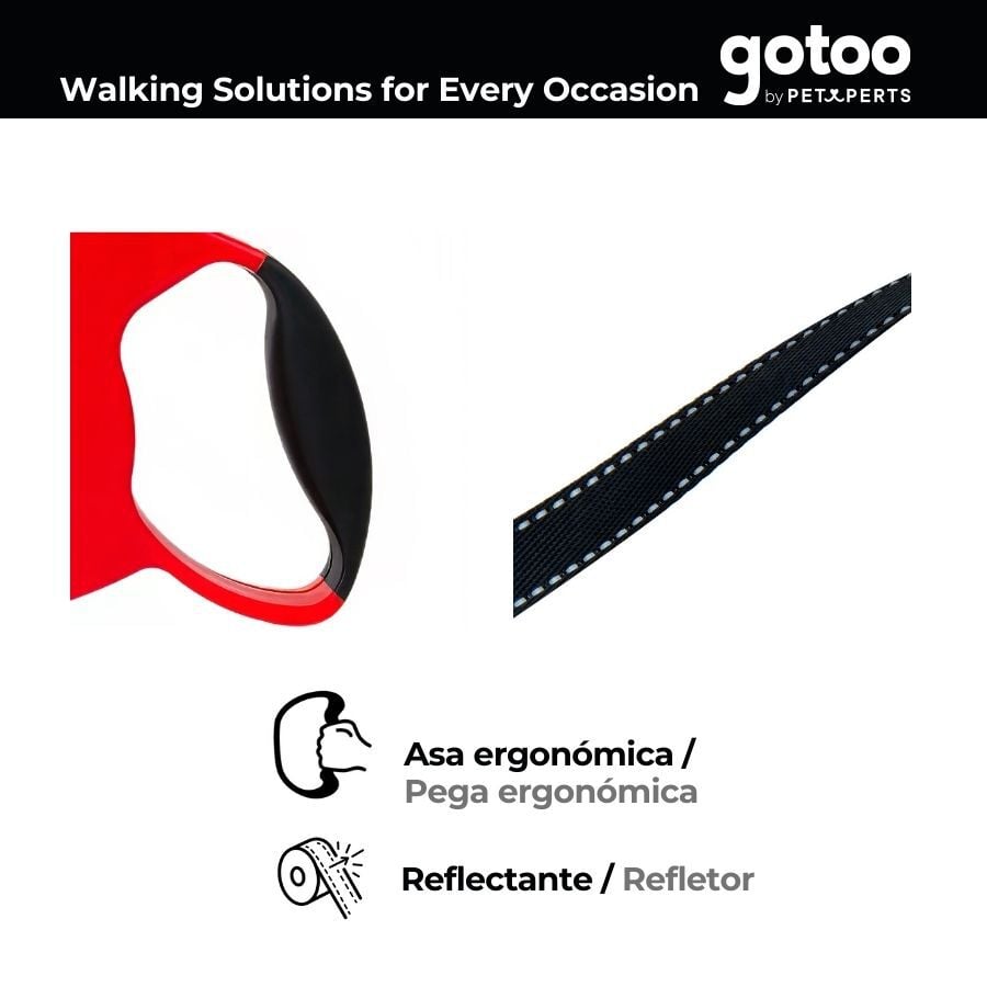 Gotoo Correa extensible roja para perros, , large Imagen numero 4