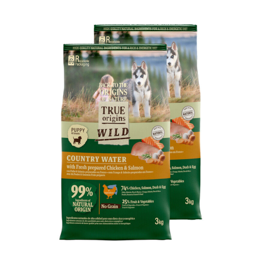 2 x 12 kg True Origins Wild Puppy Country Water Pollo y Salm&oacute;n pienso &iexcl;Pack ahorro!, , large Imagen numero 1