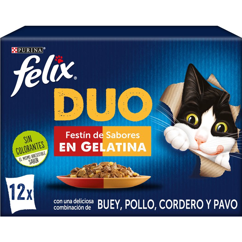 12 sobres x 85 g Felix Fantastic Duo Carne en Gelatina sobre para gatos,  Imagen numero 1 12 sobres x 85 g Felix Fantastic Duo Carne en Gelatina sobre para gatos, , large Imagen numero 1