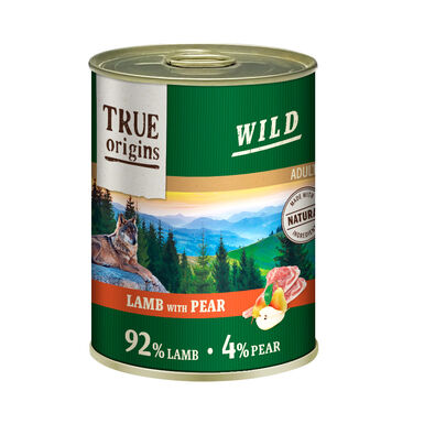 True Origins Wild Adult Cordero y Pera lata para perros