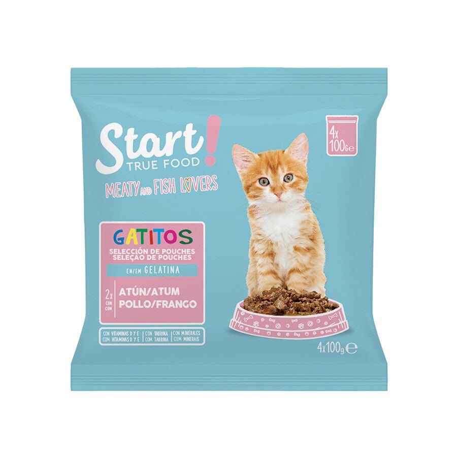 4 sobres x 100 g Start Kitten Mix Pollo y At&uacute;n Gelatina en sobre, , large Imagen numero 1