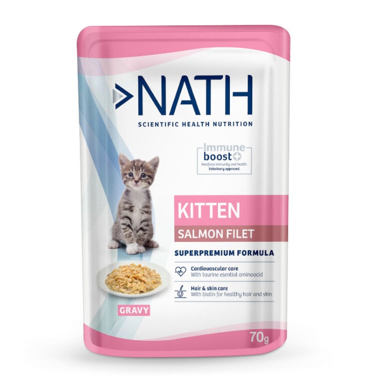 70 g Nath Kitten Filetes de Salmón Sobre en salsa para gatos,  Imagen numero 1 70 g Nath Kitten Filetes de Salmón Sobre en salsa para gatos, , large Imagen numero 1
