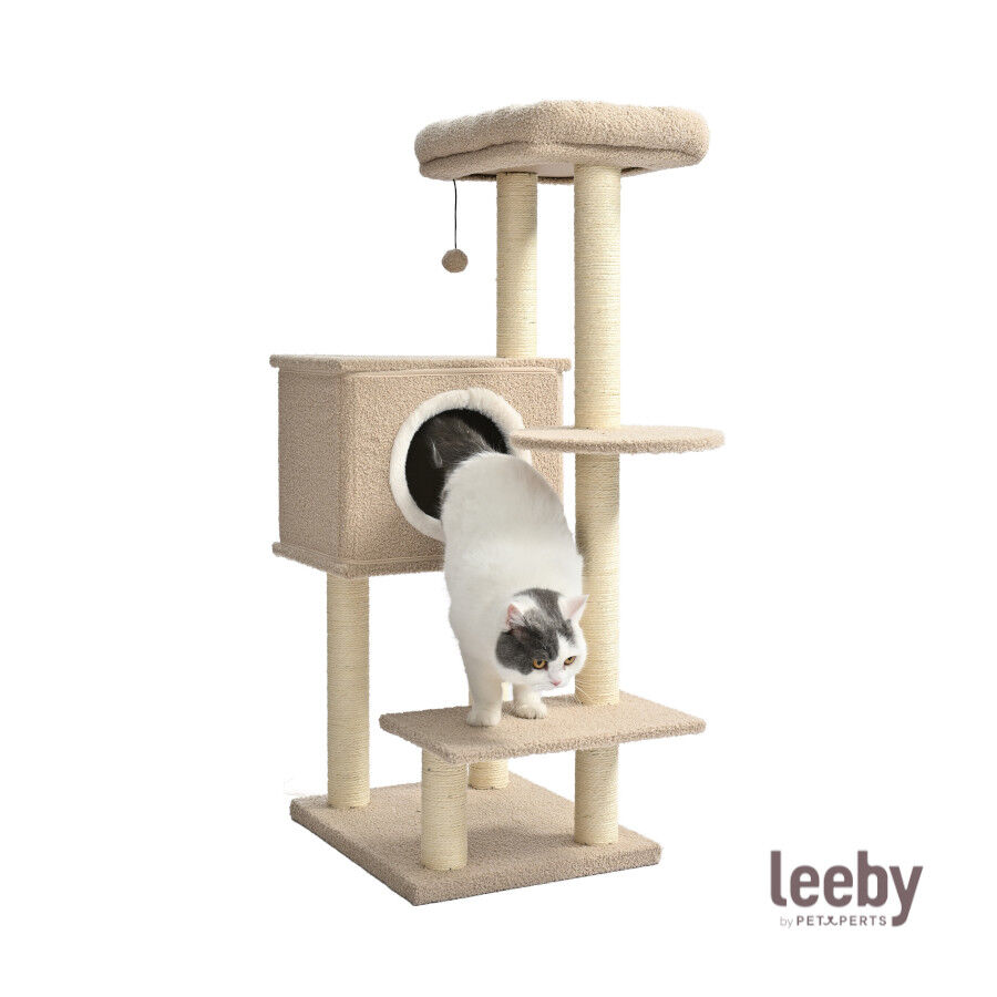 Leeby Boucle Collection árbol rascador con cama nido y juguete para gatos thumbnail