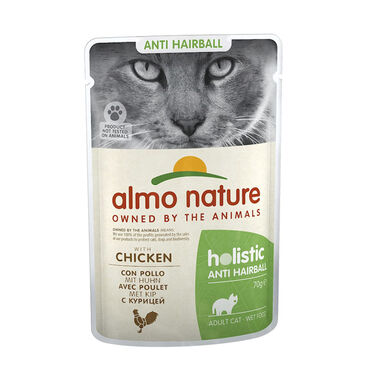 Almo Nature Anti Hairball pollo sobre para gatos – Pack 30