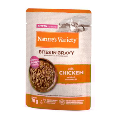 Nature's Variety Kitten Bocaditos de Pollo Sobre en Salsa para gatos