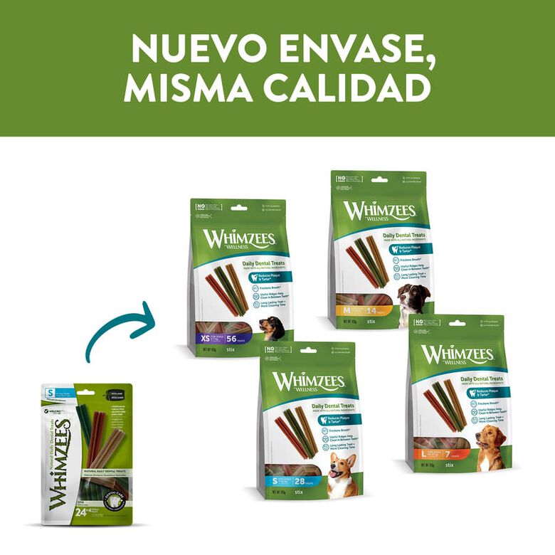 Whimzees Snacks Dentales Stix para perros de razas medianas thumbnail