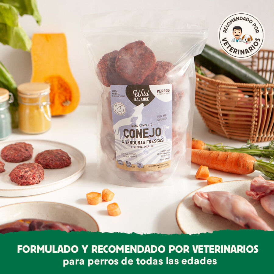 1 kg Wild Balance Men&uacute; Barf conejo con verduras comida congelada para perros, , large Imagen numero 7